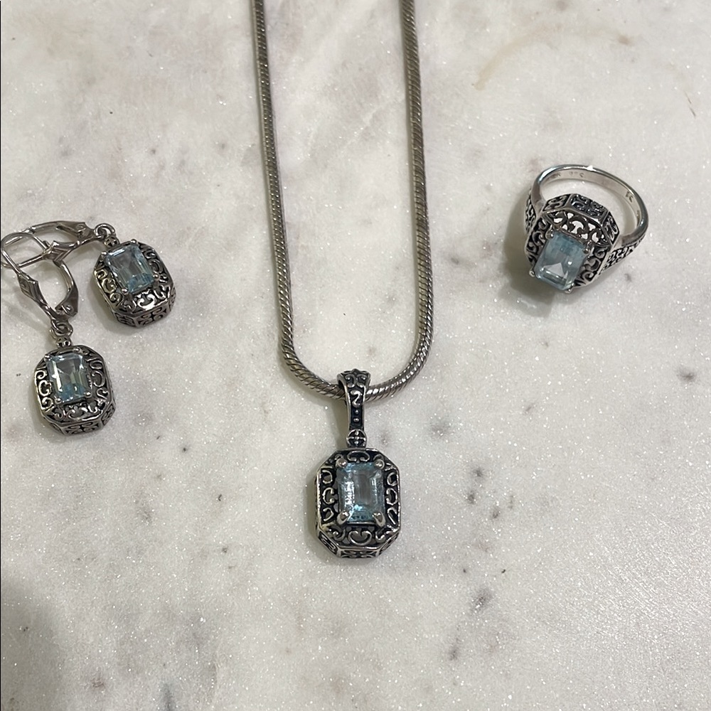Aquamarine Sterling Silver Set
